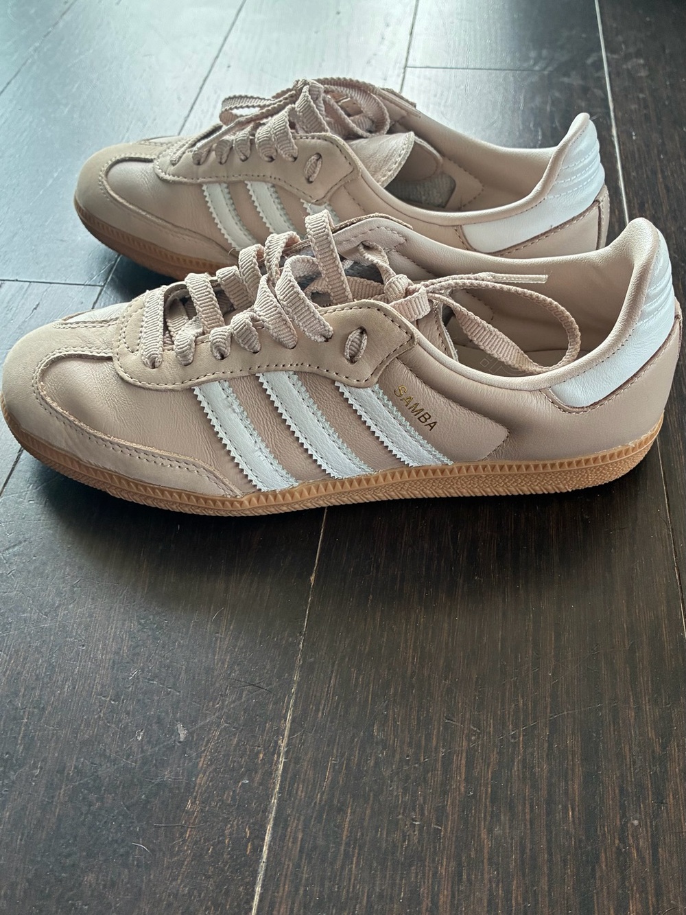 adidas Samba Sneakers in Beige with White Stripes